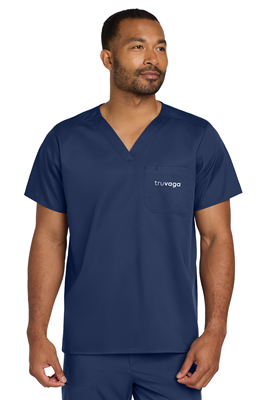 Wink Unisex WorkFlex Chest Pocket V-Neck Top Navy 0824 [42774]