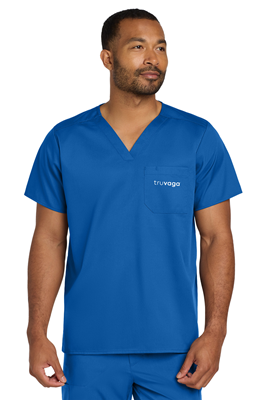 Wink Unisex WorkFlex Chest Pocket V-Neck Top Royal 0824 [42780]