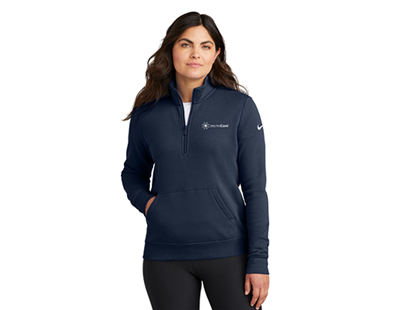 Nike Women's Club Fleece Sleeve Swoosh 1/2-Zip Navy 1225 [51210]
